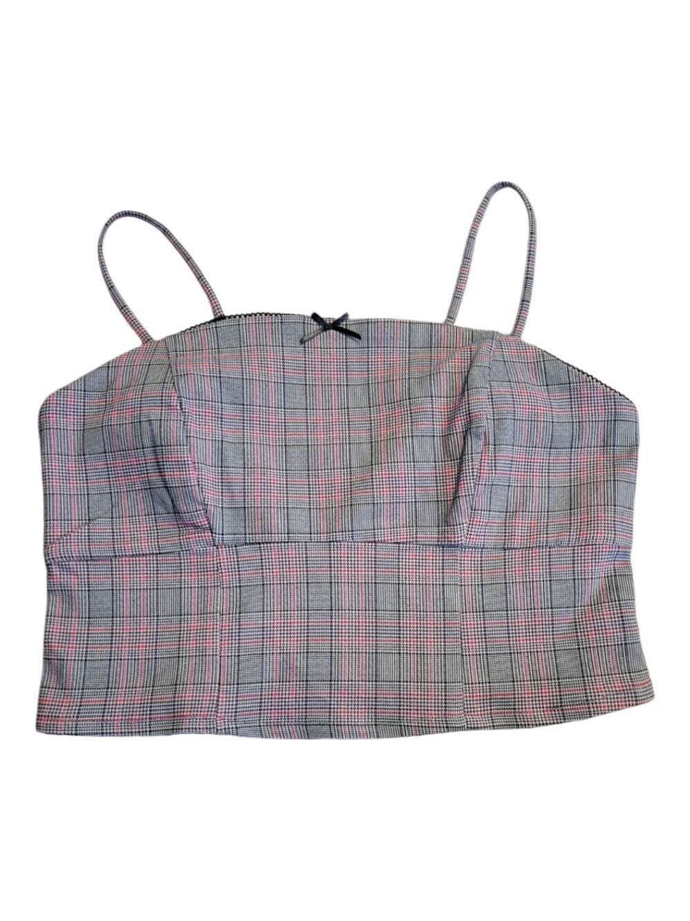 Wild Fable Gray Plaid Smocked Top M - Picture 2 of 7